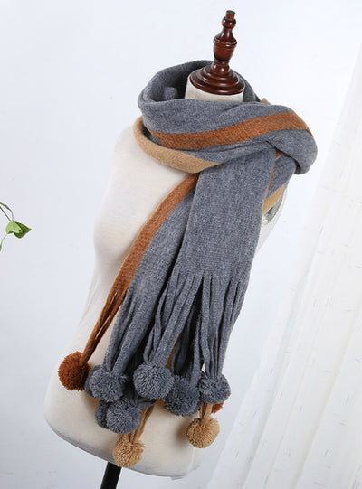 Cashmere Scarf Female Wool Ball Knitted Scarf