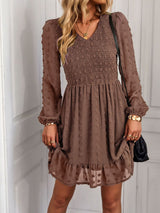 V-neck Long Sleeve Casual Dress