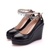 Wristband Waterproof Platform Wedge Round Toe Shoes