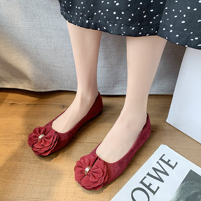 Square Flat Shoes Bow Single Shoes