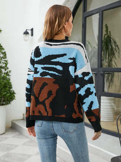 Loose Contrast Tiger Sweater