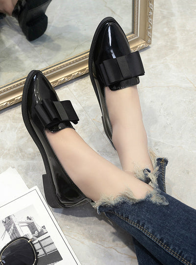 Pointed Toe Black Oxford Shoes for Women Flats 