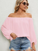 Off the Shoulder Solid Color Chiffon Top