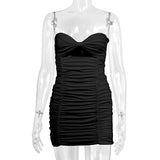Sexy Hollow Pleated Short Hip-wrapped Dress
