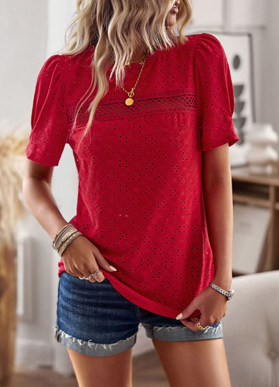 Casual Round Neck Stitching Shirt T-shirt