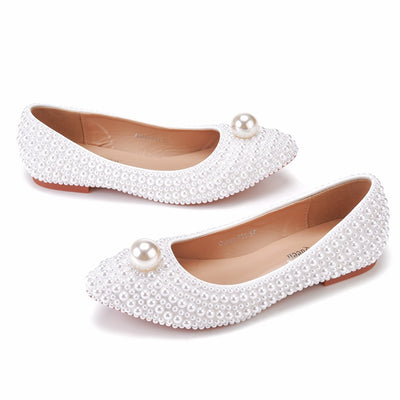 Shallow-bottomed Pointed Pearl Wedding Shoes