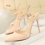 High-heeled Satin Shallow Pointed Sandals