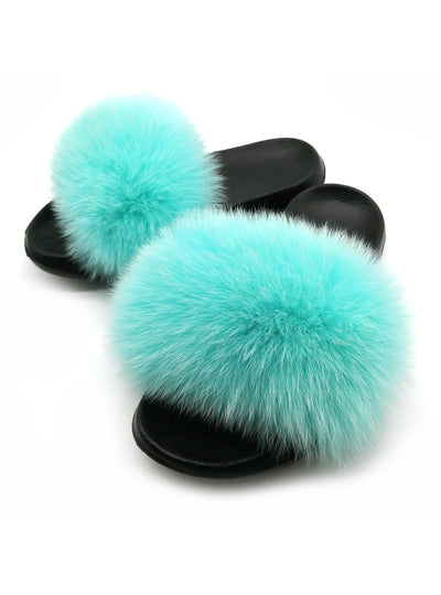 Fashion Women Fox Fur Real Fur Slippers