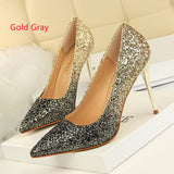 Shallow-pointed Gradient Sequined Shoes