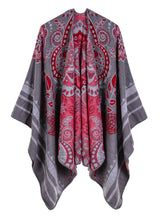 Women Ethnic Flowers Shawl Large Cloak