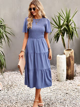 Round Neck Holiday Slim Waist Dress