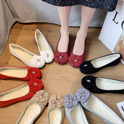 Square Flat Shoes Bow Single Shoes