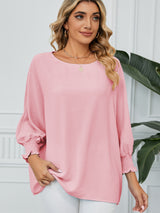 Loose Cropped Sleeve Chiffon Top