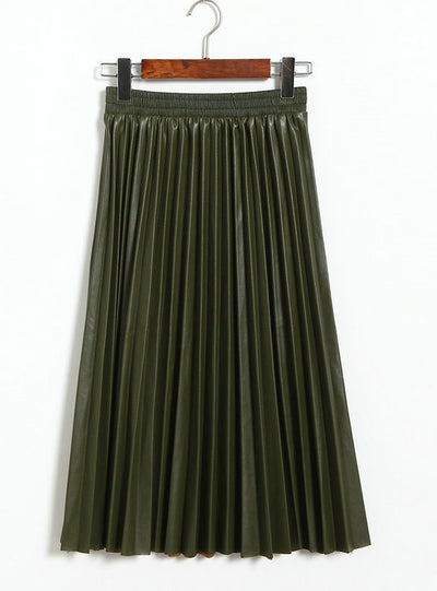 Pu Pleated Leather Skirt