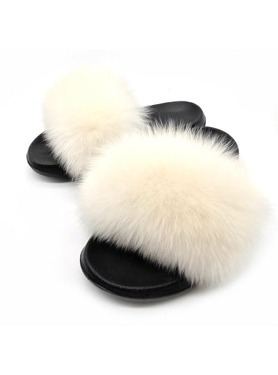 Fashion Women Fox Fur Real Fur Slippers