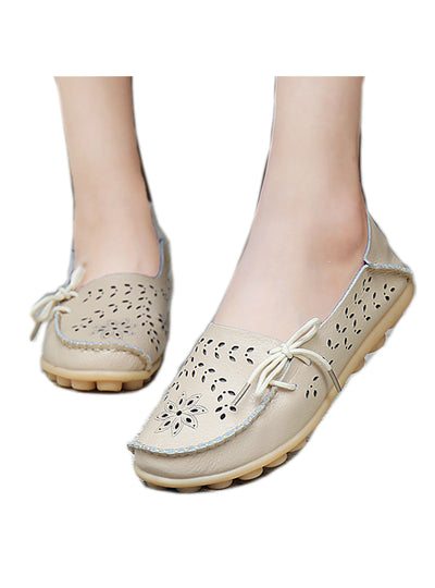 Leather Shoes Woman Loafers Slip-On Female Flats 