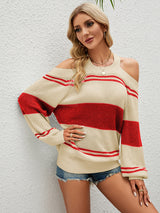 Striped Color Matching Halter Sweater