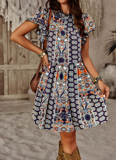 Bohemian Holiday Print Dress