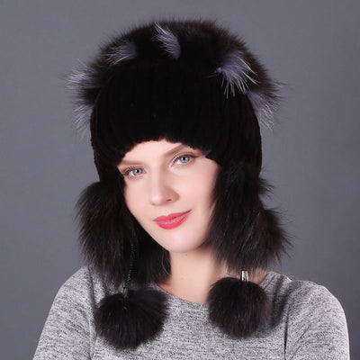 Fur Rex Rabbit Hat Winter Fashion Women