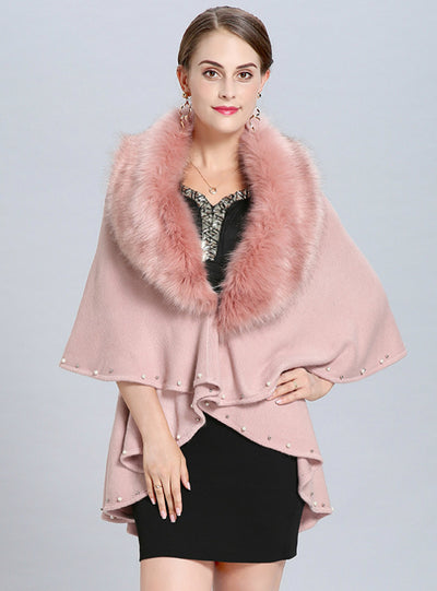 Knitted Sweater Cardigan Female Fox Fur Shawl Cape