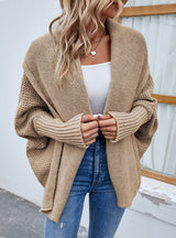 Solid Color Bat Sleeve Cardigan Coat Sweater