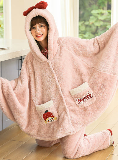 Winter Coral Fleece Plus Velvet Padded Cute Suit