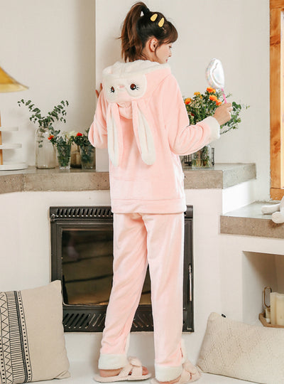 Pink Pajamas Hooded Cat Long Sleeve Sleepwear