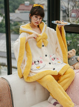 Cloak Cute Kitten Winter Flannel Loose Nightwear