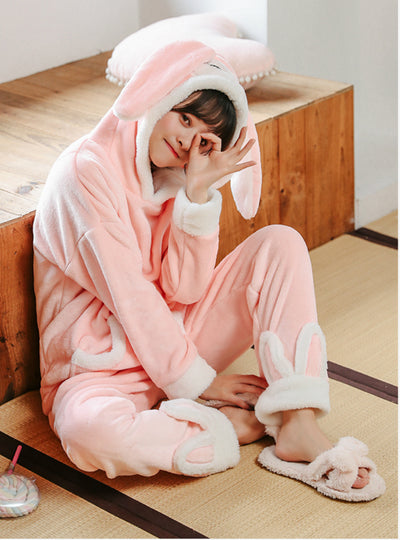 Pink Pajamas Hooded Cat Long Sleeve Sleepwear